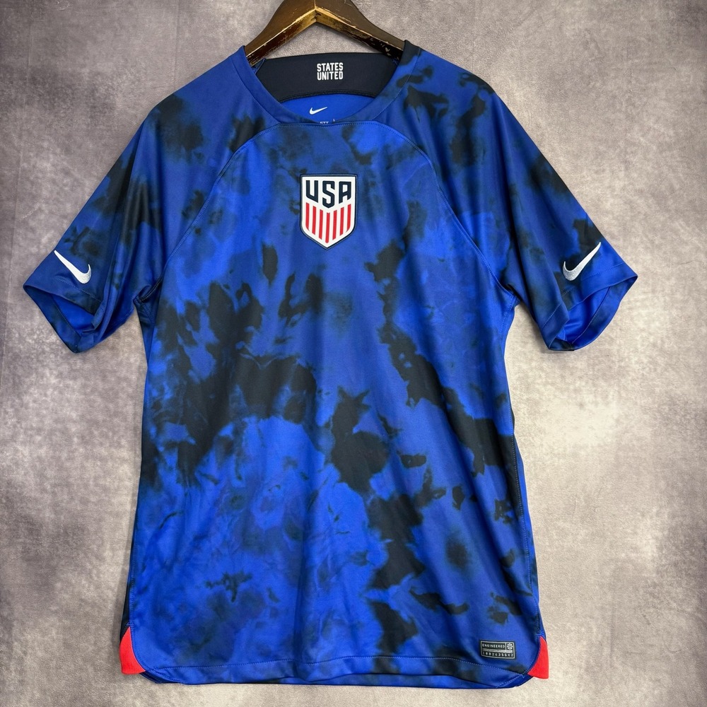 Nike USMNT 2022 World Cup Pre-Match Training Jersey Blue Tie Dye Mens L
